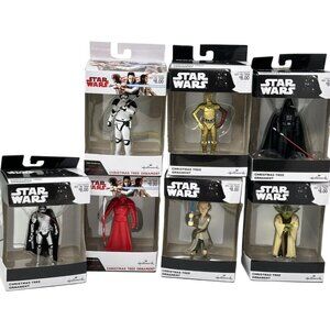 Star Wars Hallmark Ornaments Set Vader Yoda Rey C3PO Phasma Guard Stormtrooper